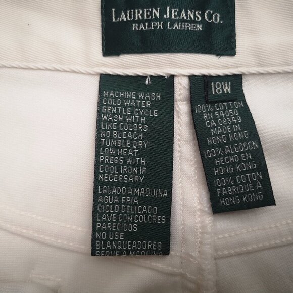 Lauren Jeans Co. Ralph Lauren Ladies Size 18W Cream Straight Leg Pants - Picture 4 of 12